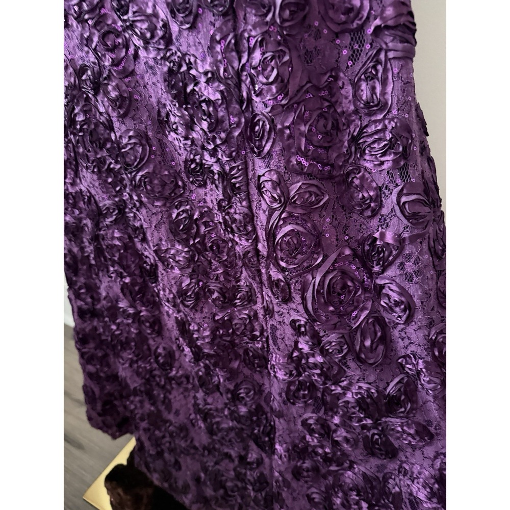 Alex Evenings Women's 8 Rosette A-Line Evening Gown Eggplant Purple Sequin - Picture 5 of 16